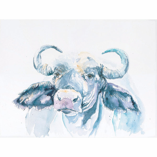 African Buffalo Watercolor Print