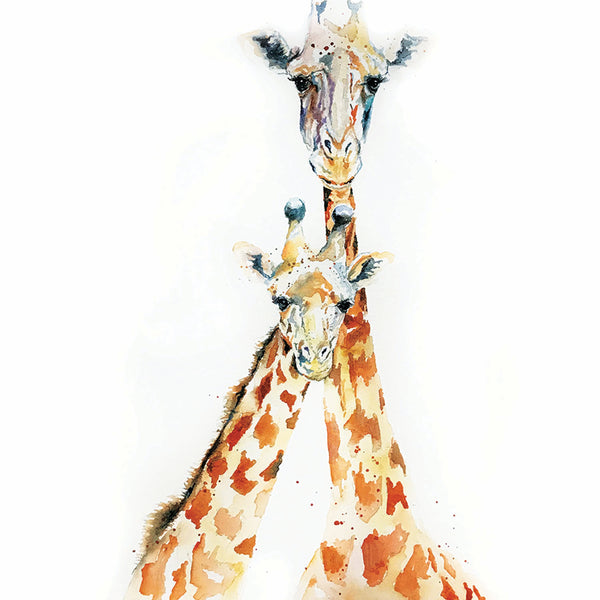 African Giraffes Watercolor Print