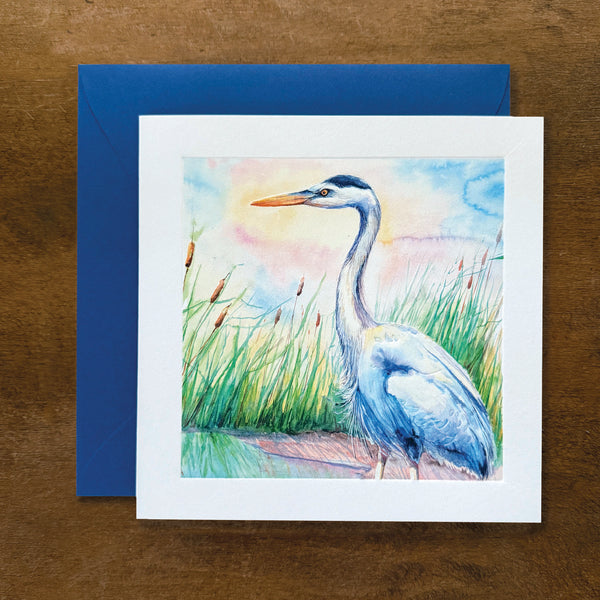 Blue Heron Embossed Card