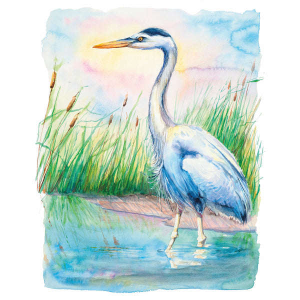 Blue Heron Watercolor Print