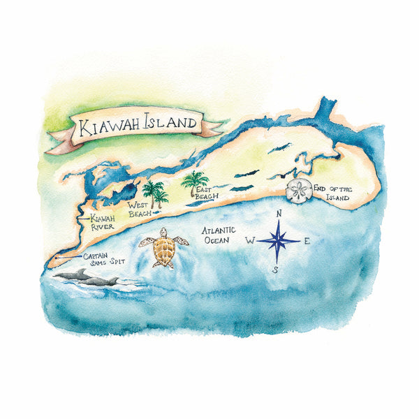 Kiawah Map Watercolor Print