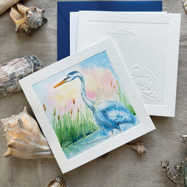 Paintable Blue Heron Card