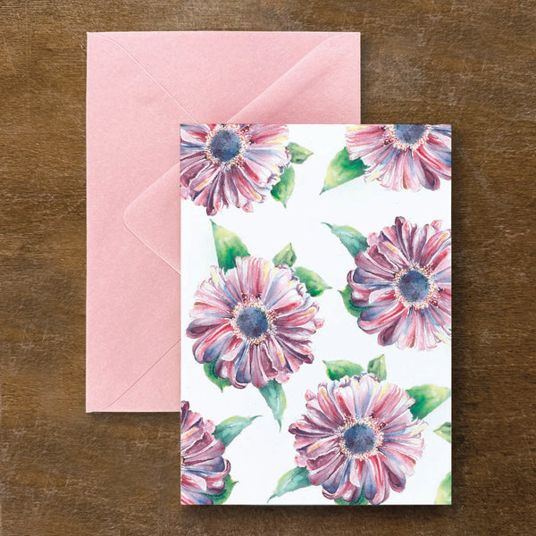 Raspberry Gerbera Daisy Print Card