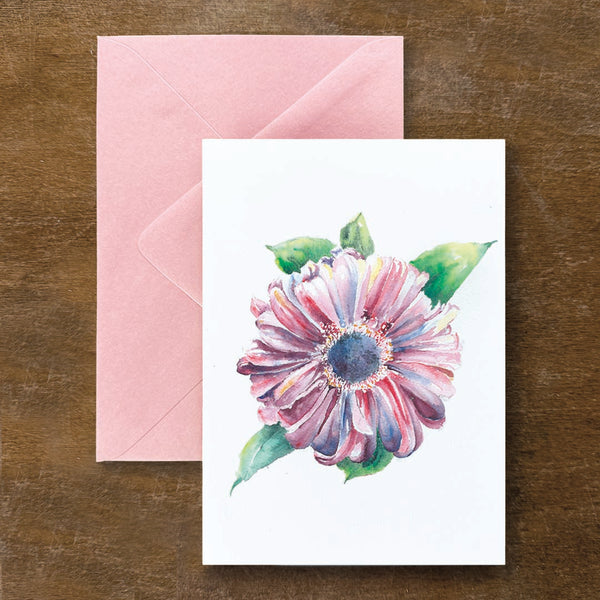 Raspberry Gerbera Daisy Card