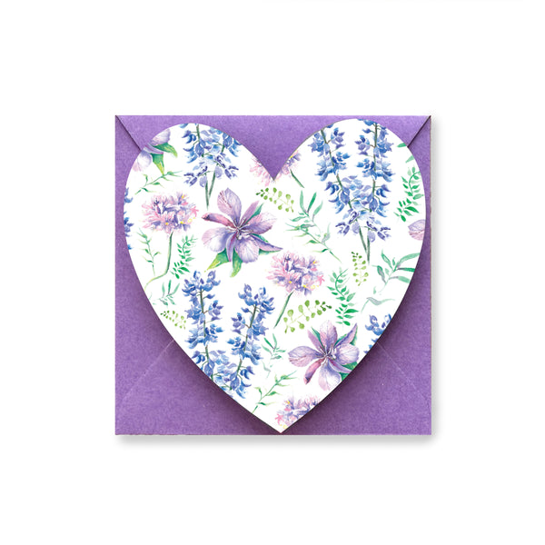 Watercolor Floral Heart Valentine Notecards