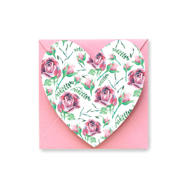 Watercolor Floral Heart Valentine Notecards