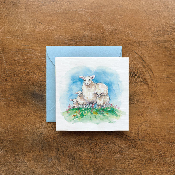Sheep Family - Small Foldable Card