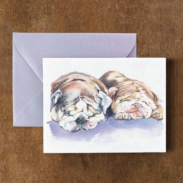 Snoozing Bulldogs Card