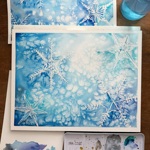 Real-time Watercolor Snowflake Tutorial Using Masking Fluid