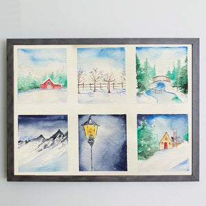 Watercolor Winter Scenes & Hand Painted Notecards