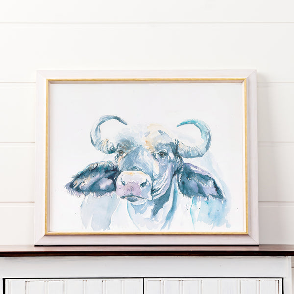 African Buffalo Watercolor Print