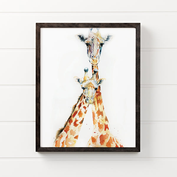 African Giraffes Watercolor Print