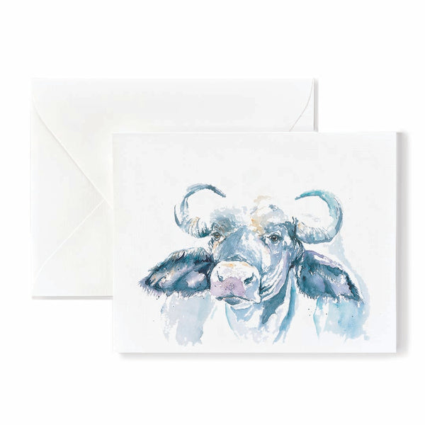African Buffalo Watercolor Greeting Card