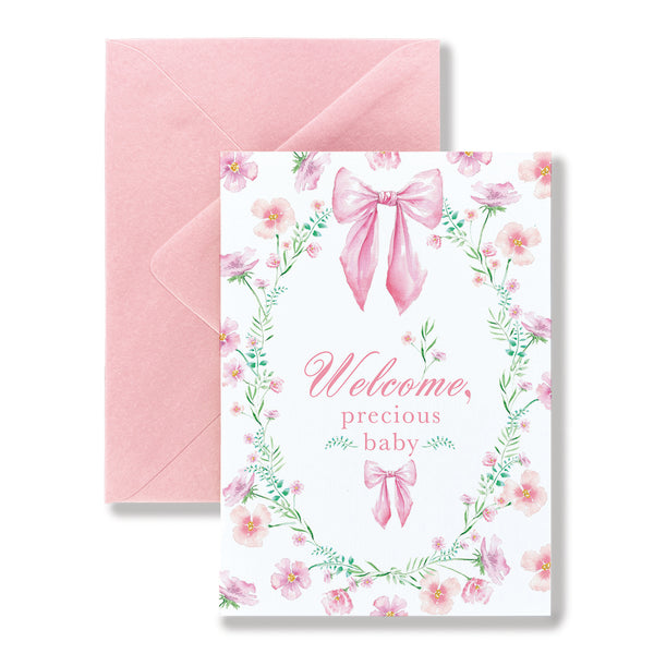 Welcome Baby Pink Watercolor Card