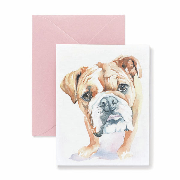 Bulldog Watercolor Greeting Card
