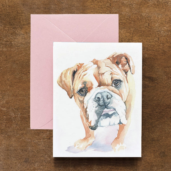 Bulldog Watercolor Greeting Card