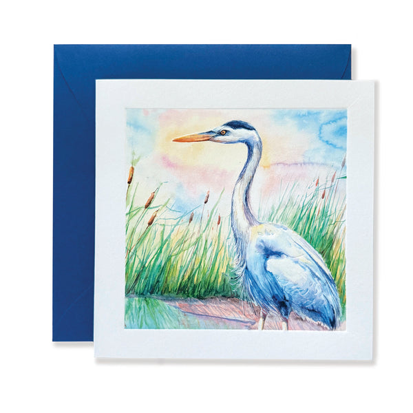 Blue Heron Embossed Card