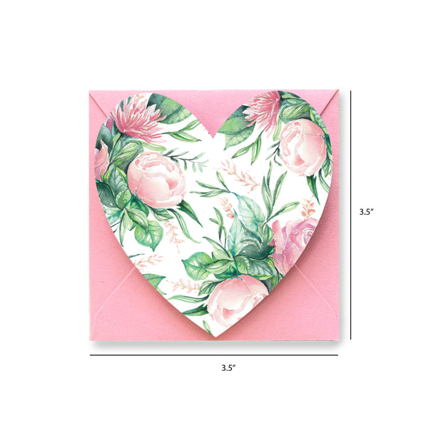 Watercolor Floral Heart Valentine Notecards