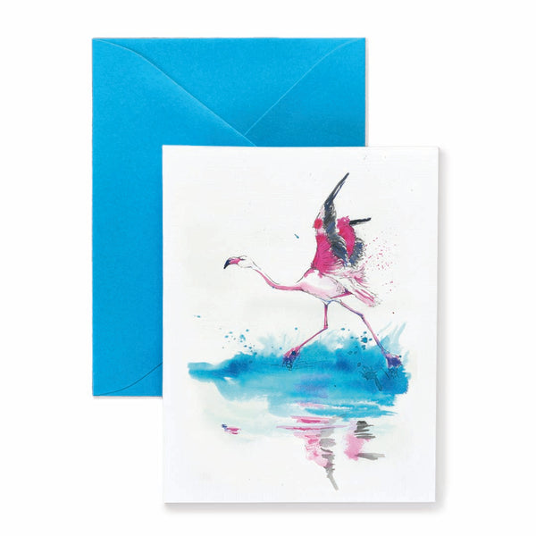 Running Flamingo Card