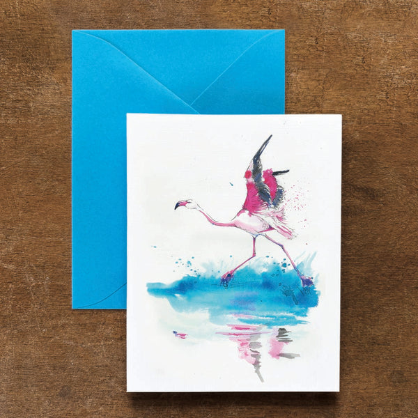 Running Flamingo Card