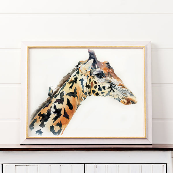 Giraffe - A Place to Land - Watercolor Print