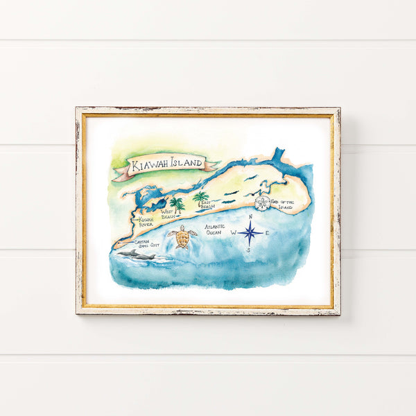 Kiawah Map Watercolor Print