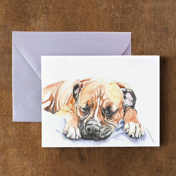 Libby the Sleeping Boxer Dog Card