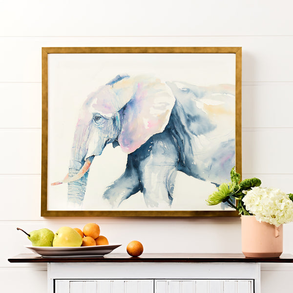 Elephant On The Move Watercolor Print