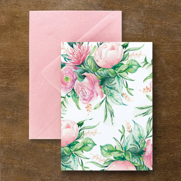 Pink Floral Print Card