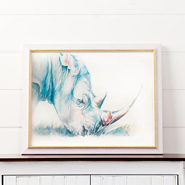 Rhino Watercolor Print
