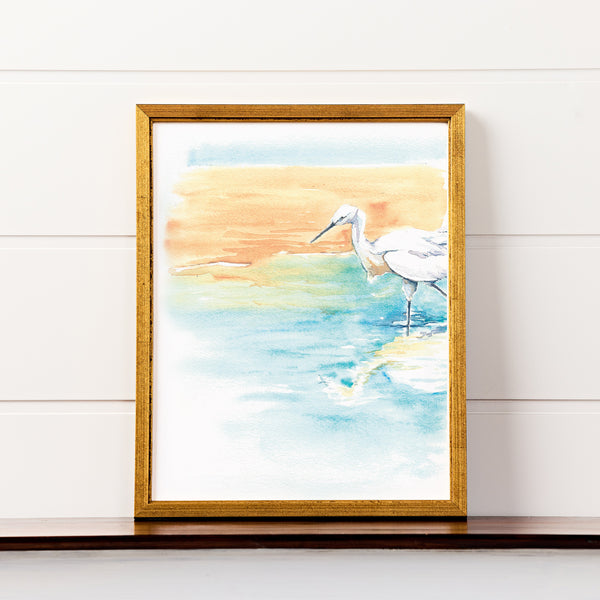 Snowy Egret Watercolor Print