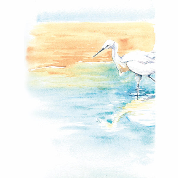 Snowy Egret Watercolor Print