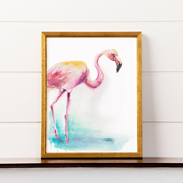 Standing Flamingo Watercolor Print