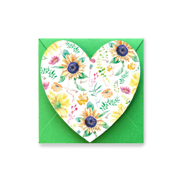 Watercolor Floral Heart Valentine Notecards