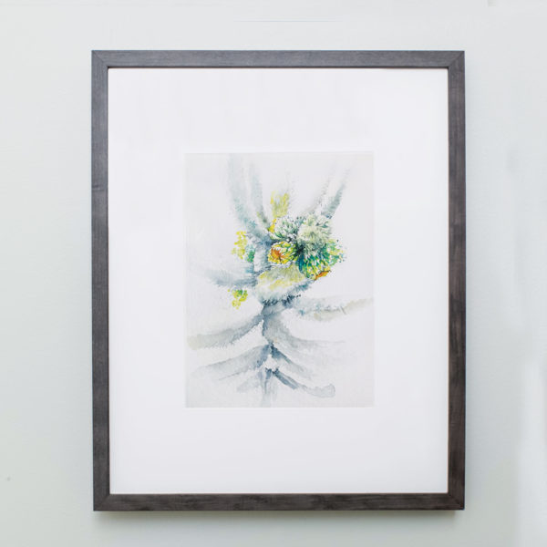 Watercolor of cactus framed