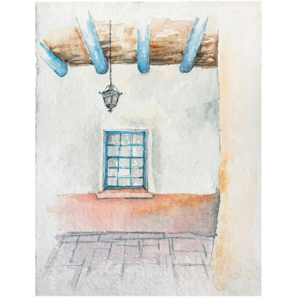 Watercolor of a window in Santa Fe