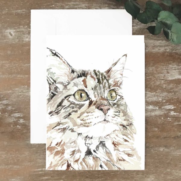 A2 greeting card of striped cat
