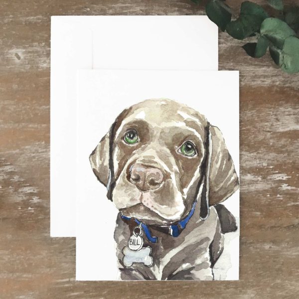 A2 greeting card of a brown lab puppy