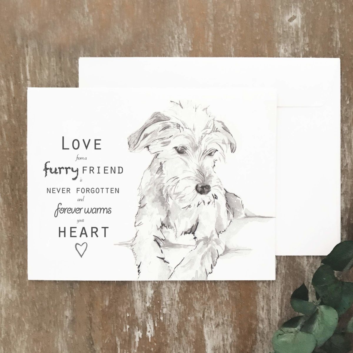 A2 greeting card of a dog loss condolences card