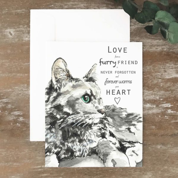 A2 greeting card of a cat condolences card