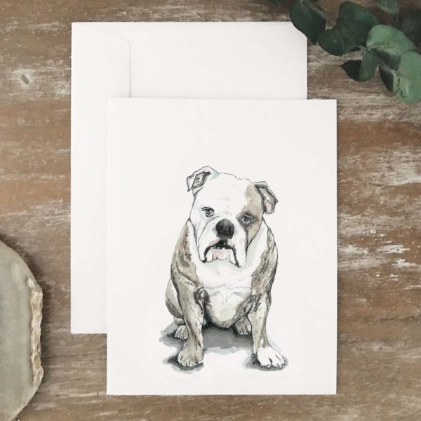 A2 greeting card of a bulldog