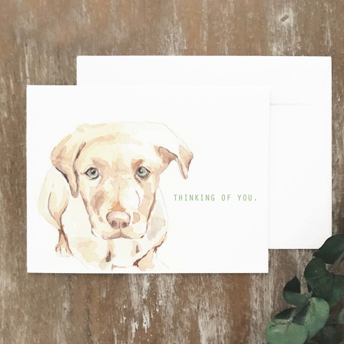 A2 greeting card of yellow lab puppy