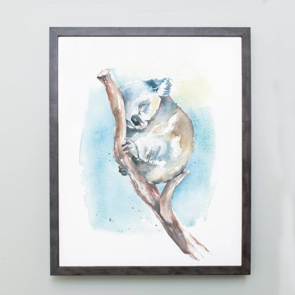 Watercolor of koala framed