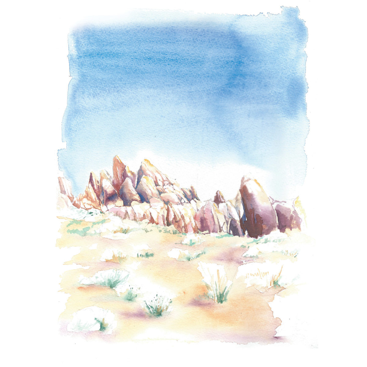 Watercolor of the Alabama Hills