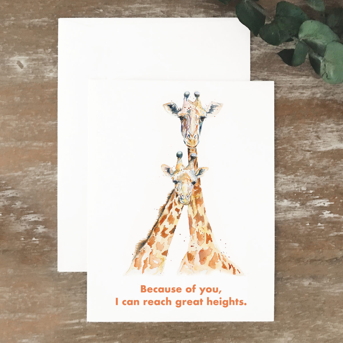 A2 greeting card of giraffes